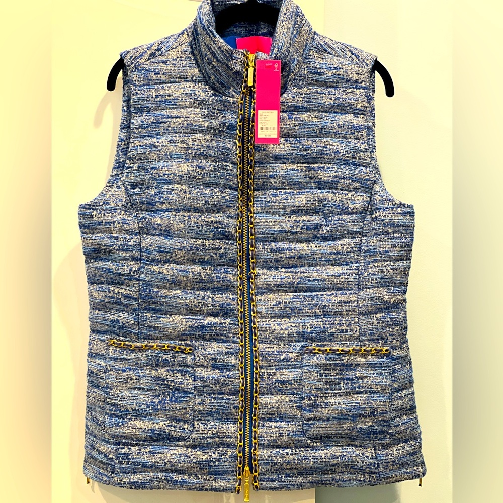 Lilly Pulitzer Noella Vest in Blue Thistle Resort Boucle Fabric